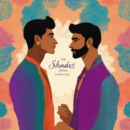 A beautifully designed book cover for a gay romance novel titled 'THE SHADES OF US' with an Indian theme