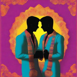 A book cover for a gay romance novel titled 'THE SHADES OF US' with an Indian theme