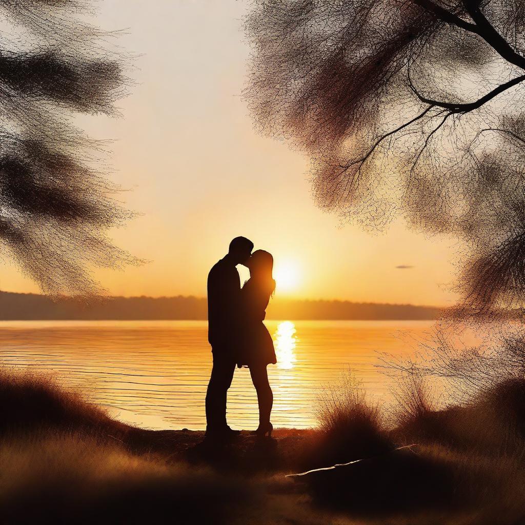 Create an image of two people kissing