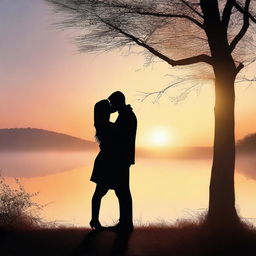 Create an image of two people kissing