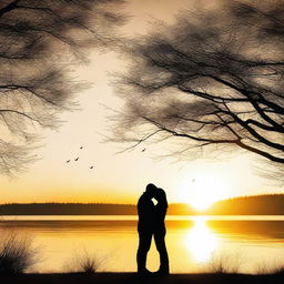 Create an image of two people kissing