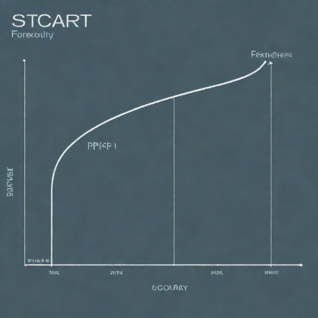 A dynamic and visually striking graphic of the production possibility frontier (PPF) curve. Please include both axes labeled with hypothetical goods or services, and the curve demonstrating the concept of scarcity, opportunity cost, and efficiency.