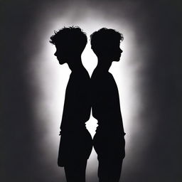 A book cover featuring the silhouettes of two young, athletic, and slender boys standing back to back