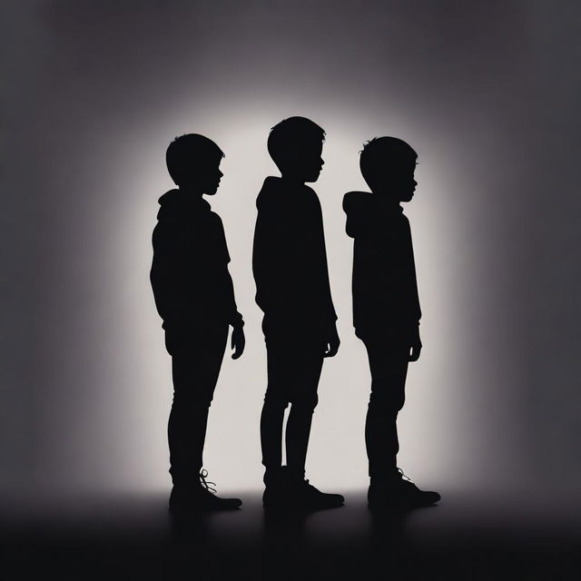 A book cover featuring the silhouettes of two young, athletic, and slender boys standing back to back