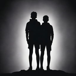 A book cover featuring the silhouettes of two young, athletic, and slender boys standing back to back