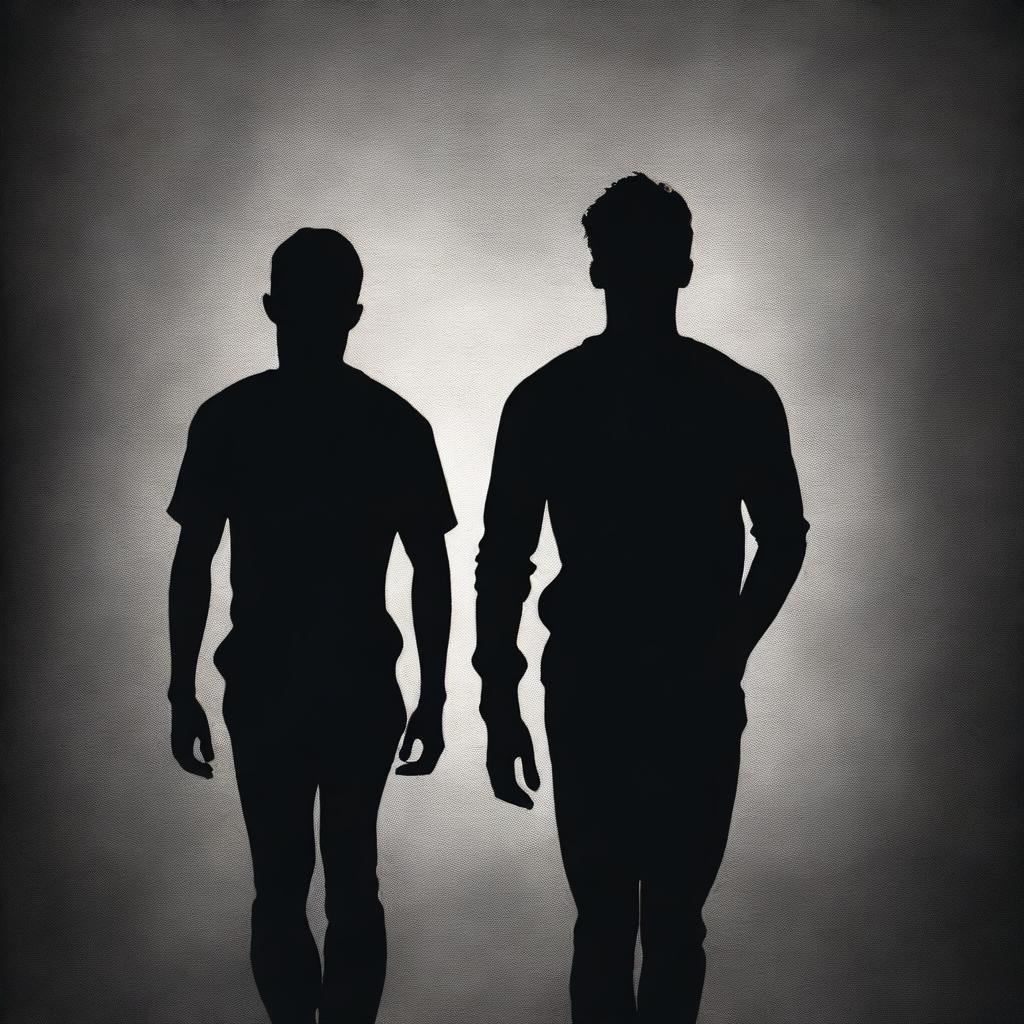 A book cover featuring the shadows of two young adult men who are athletic and handsome