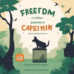 Create a book cover for the title 'Freedom vs Captivity' inspired by the theme of 'The Adventures of Toto'