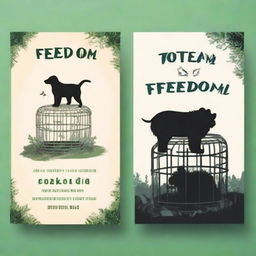 Create a book cover for the title 'Freedom vs Captivity' inspired by the theme of 'The Adventures of Toto'