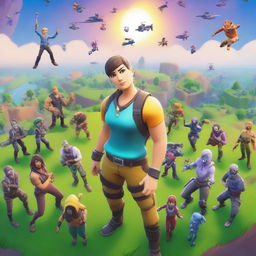 A Fortnite thumbnail featuring a top-down view of mini characters looking up