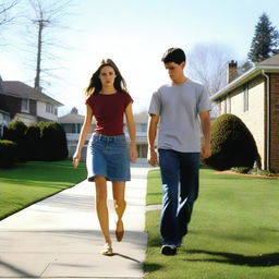 An 18-year-old attractive girl is seen pursuing her neighbor, a family man in his late 30s, in a suburban setting