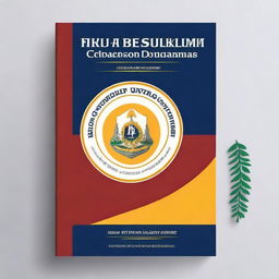 Create a book cover for a document titled 'Kurikulum KKNI Berbasis Come Based Education Program Studi Perhotelan Fakultas Ilmu Sosial & Ilmu Politik Universitas Muhammadiyah Jember'