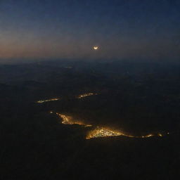 A mesmerizing view of Ethiopia's diverse landscapes bathed in the soft glow of moonlight.