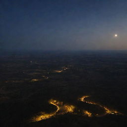 A mesmerizing view of Ethiopia's diverse landscapes bathed in the soft glow of moonlight.