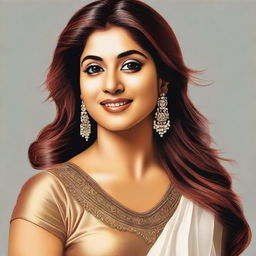 Create a detailed portrait of the actress Nayanthara, capturing her elegance and beauty