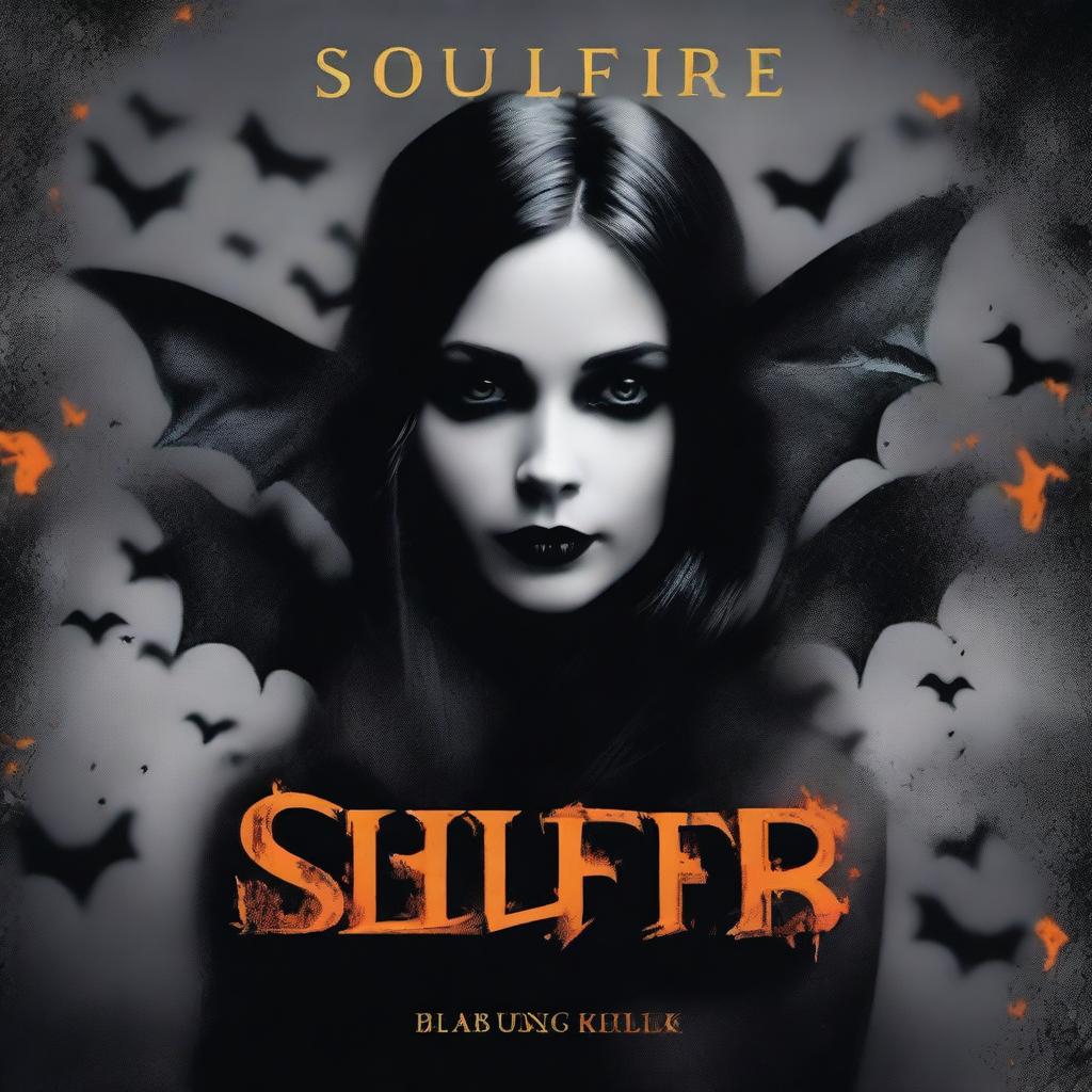 A book cover image titled 'Soulfire' capturing vibrant colors of grey and black, giving a gothic aesthetic