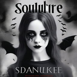 A book cover image titled 'Soulfire' capturing vibrant colors of grey and black, giving a gothic aesthetic