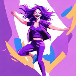 Create an image of a purple-haired girl named Mene Tame dancing