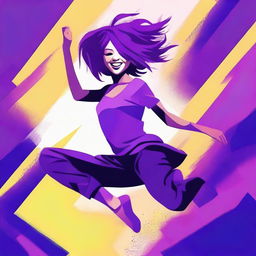 Create an image of a purple-haired girl named Mene Tame dancing