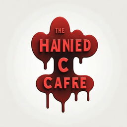 Bold, chilling letters spelling out 'The Haunted Cafe', seemingly covered in dripping, vibrant red blood.