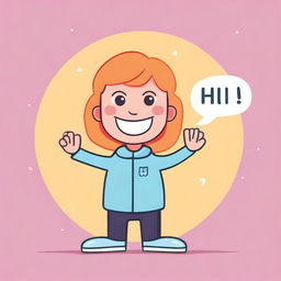 A friendly illustration of a waving character saying 'Hi'