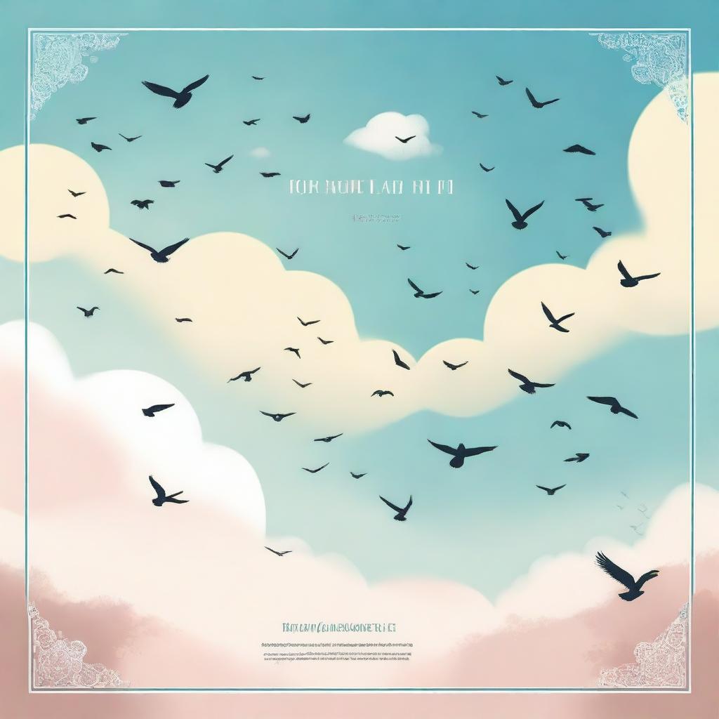 Create an image with a sky background featuring birds flying