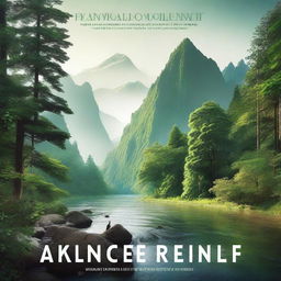 A documentary poster featuring a captivating scene from nature, with lush forests, majestic mountains, and a serene river flowing through