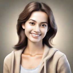 A detailed and realistic image of a young woman