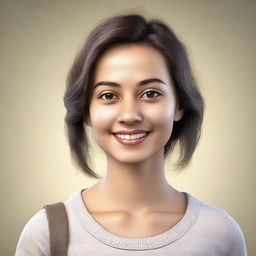 A detailed and realistic image of a young woman