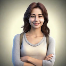 A detailed and realistic image of a young woman