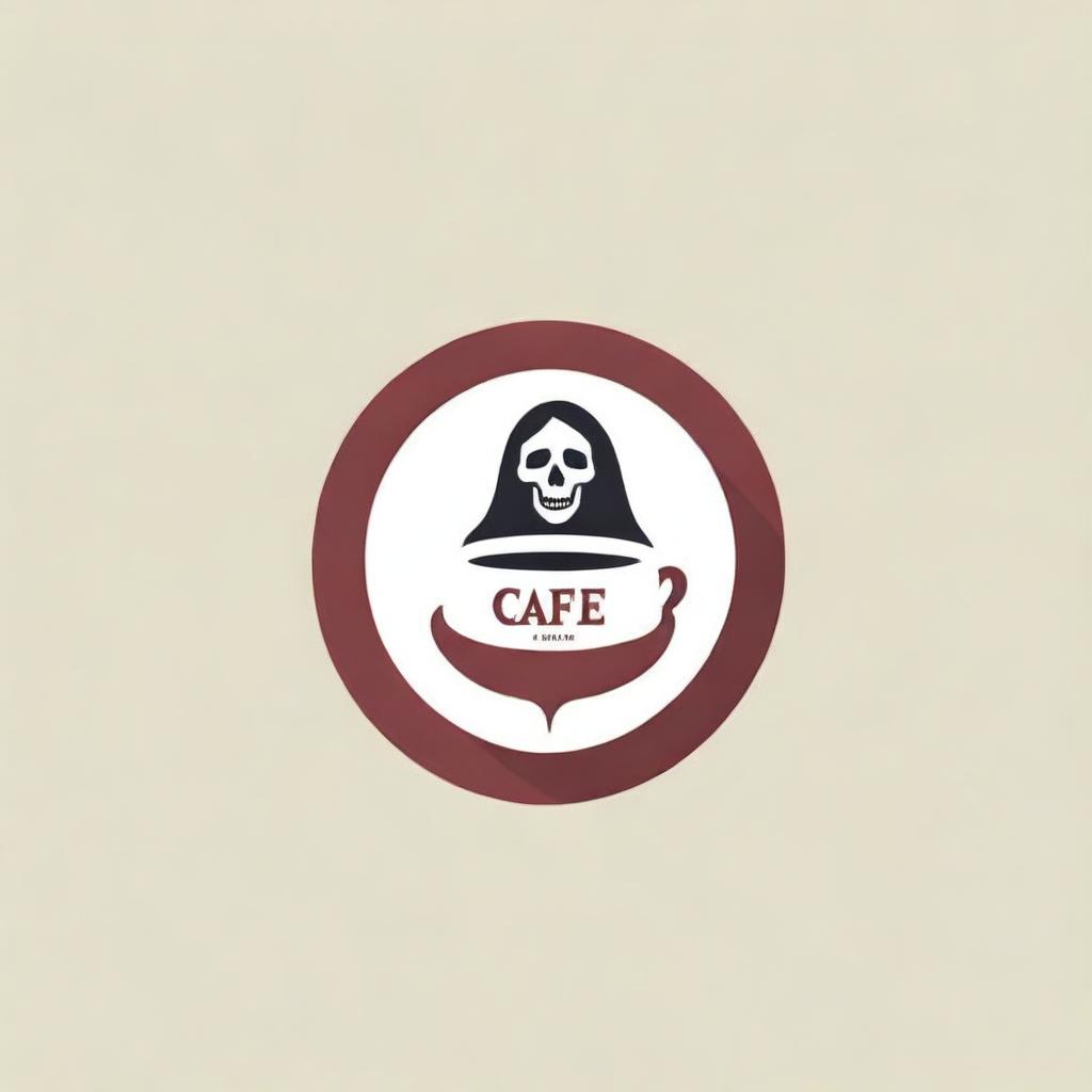 Create a logo for 'The Haunted Cafe', a restaurant, with bold letters appearing as if stained with blood for a chilling and intimidating atmosphere