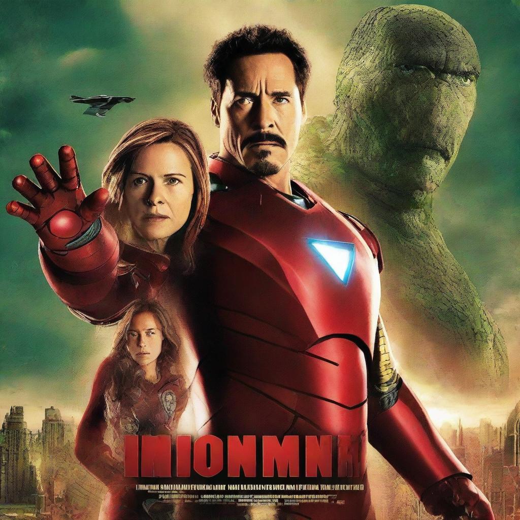 A movie poster featuring Ironman standing back to back with an evil Hydra leader