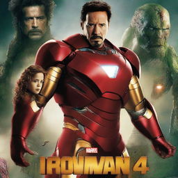 A movie poster featuring Ironman standing back to back with an evil Hydra leader