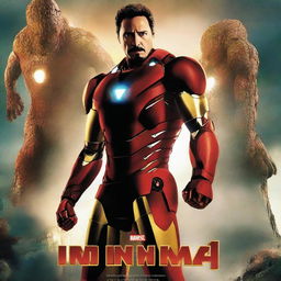 A movie poster featuring Ironman standing back to back with an evil Hydra leader