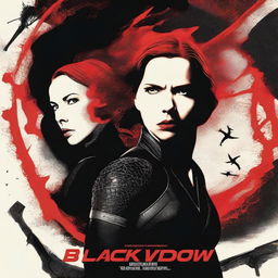 A movie poster for Black Widow 2 featuring Black Widow standing back to back against an evil Hydra leader