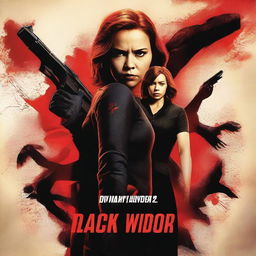 A movie poster for Black Widow 2 featuring Black Widow standing back to back against an evil Hydra leader