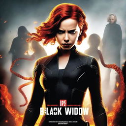 A movie poster for Black Widow 2 featuring Black Widow standing back to back against an evil Hydra leader