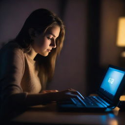 A scene of a female gamer playing on a Nintendo Switch in a dark room