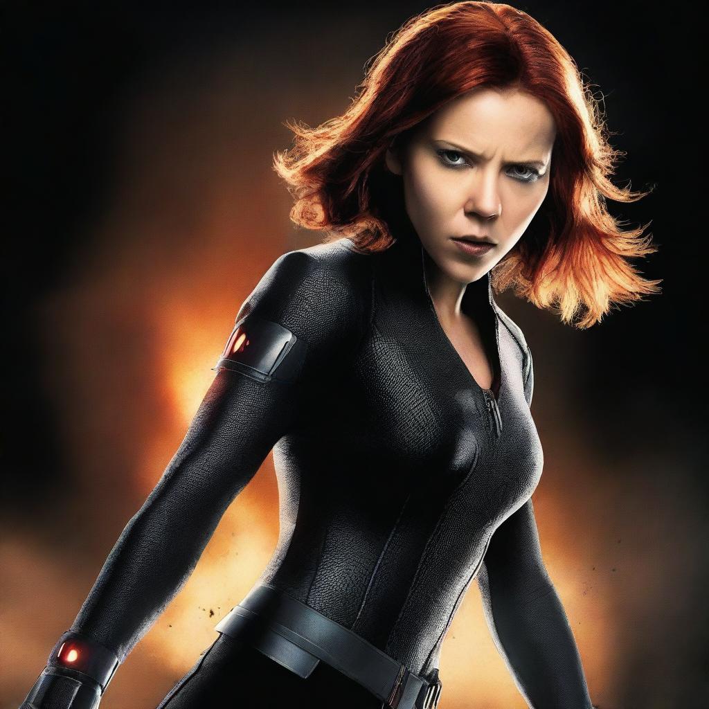 A movie poster featuring Black Widow fighting a girl with short brown hair and brown eyes, who is wearing a white assassin outfit