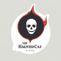 A chilling logo for 'The Haunted Cafe', with bold, blood-dripping letters, emanating an eerie atmosphere characteristic of a mysteriously haunting dining experience.