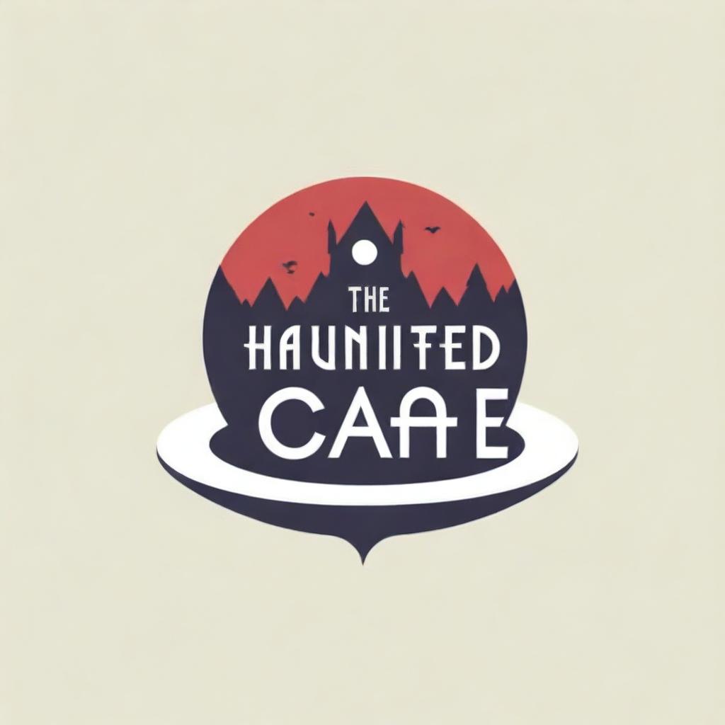 A chilling logo for 'The Haunted Cafe', with bold, blood-dripping letters, emanating an eerie atmosphere characteristic of a mysteriously haunting dining experience.