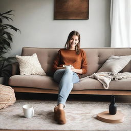 A casual image of someone relaxing on a couch