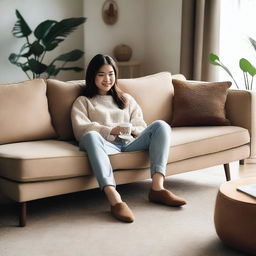 A casual image of someone relaxing on a couch