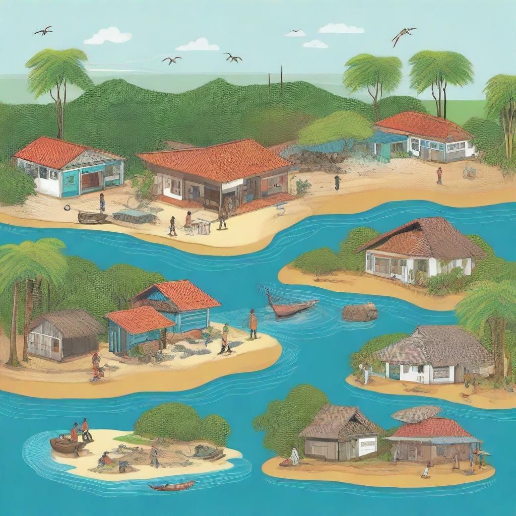 An informative and educational illustration of sustainable development and disaster management in the Andaman and Nicobar Islands