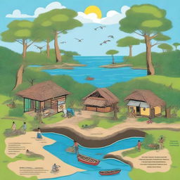 An informative and educational illustration of sustainable development and disaster management in the Andaman and Nicobar Islands