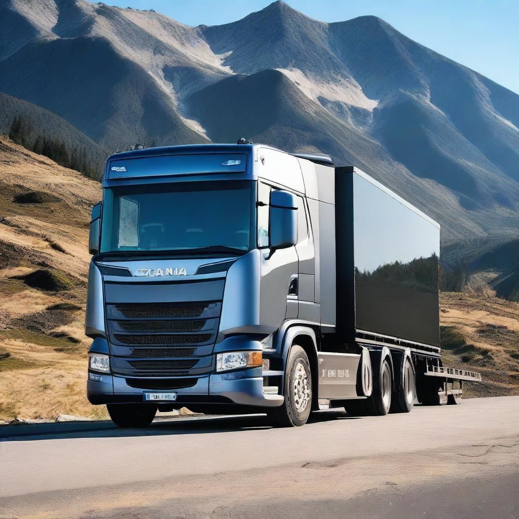 A detailed and high-resolution image of a Scania truck, showcasing its sleek design and powerful build