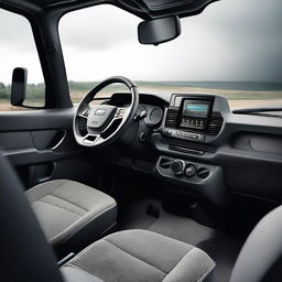 A detailed and high-resolution image of the interior of a Scania dump truck