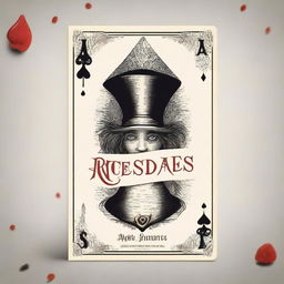 Create a young adult fantasy romance book cover titled 'Ace of Spades' with an Alice in Wonderland theme