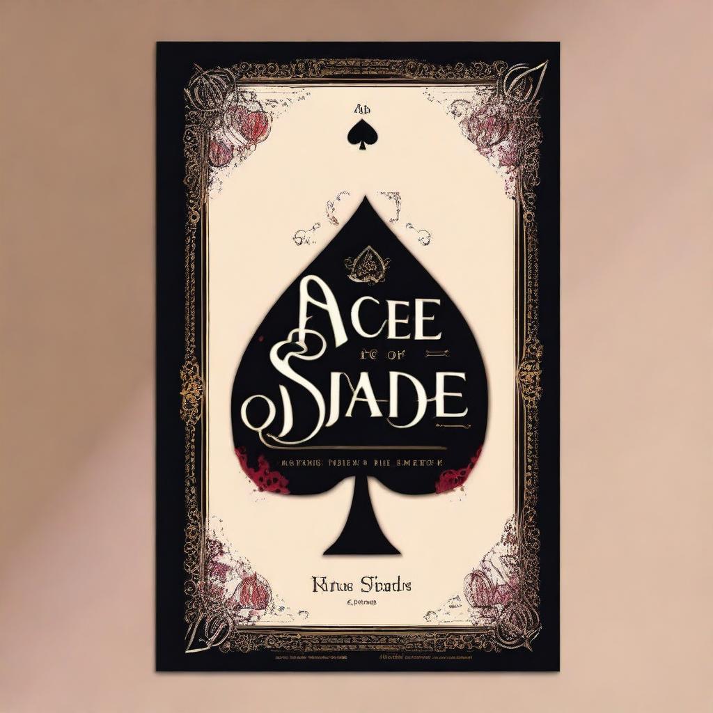 Create an eye-catching young adult fantasy romance book cover titled 'Ace of Spades' with an Alice in Wonderland theme