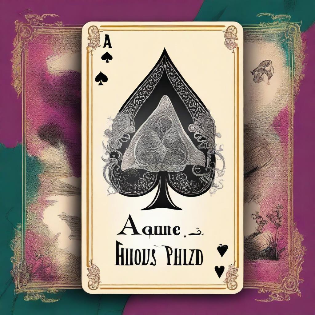 Create a dramatic and appealing young adult fantasy romance book cover titled 'Ace of Spades' with an Alice in Wonderland theme