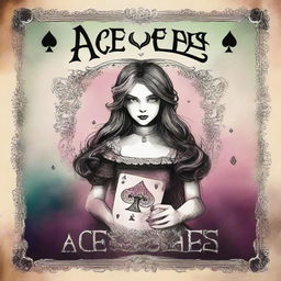 Create a young adult fantasy romance book cover titled 'Ace of Spades' with an Alice in Wonderland theme